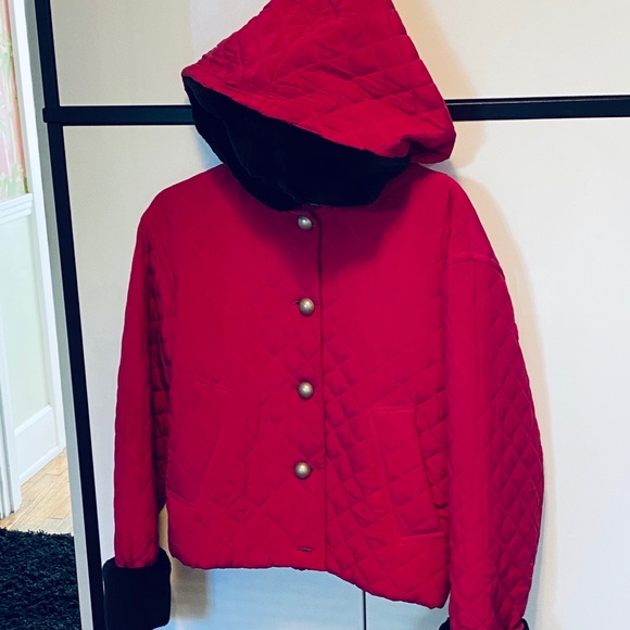 Vintage KiKit Pink& Red Silk Quilted Hooded Jacket - Picture 5 of 13